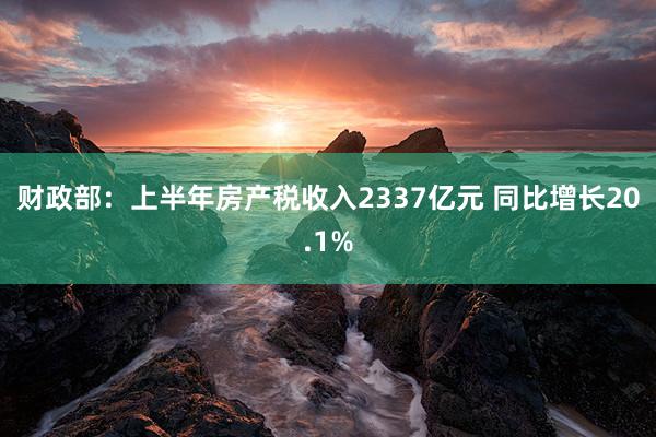 财政部：上半年房产税收入2337亿元 同比增长20.1%