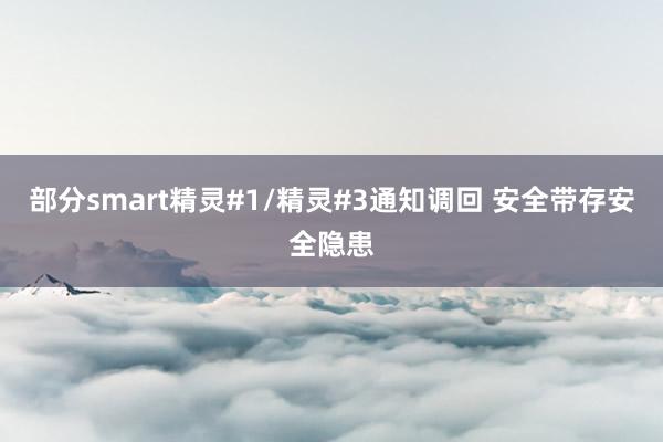 部分smart精灵#1/精灵#3通知调回 安全带存安全隐患