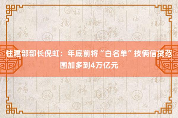 住建部部长倪虹：年底前将“白名单”技俩信贷范围加多到4万亿元