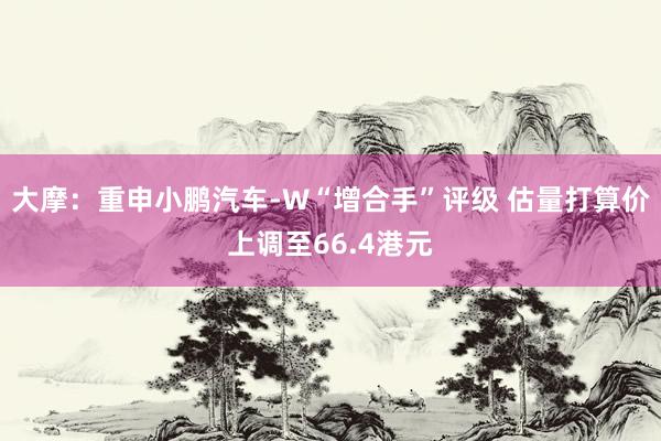 大摩：重申小鹏汽车-W“增合手”评级 估量打算价上调至66.4港元