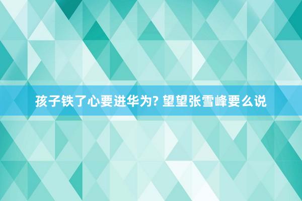 孩子铁了心要进华为? 望望张雪峰要么说